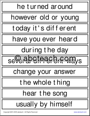 Word Wall:  Sight Word Phrases (set  5)
