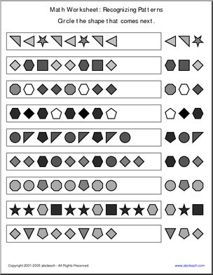 Recognizing Patterns Math Worksheet