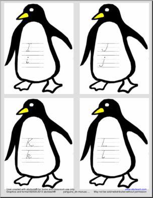 Handwriting Practice: Penguin Alphabet (DN-style font)
