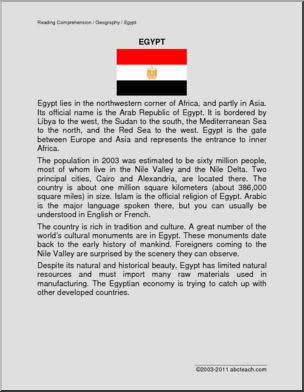 Comprehension: Egypt (middle school)