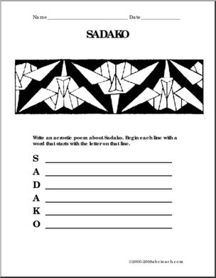 Sadako Acrostic Form
