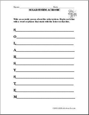 Solar System Acrostic Form