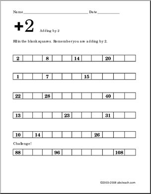 Adding by 2’s Math
