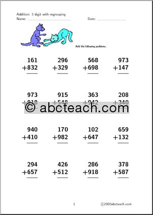 Addition 3 digits (set 4) Worksheet