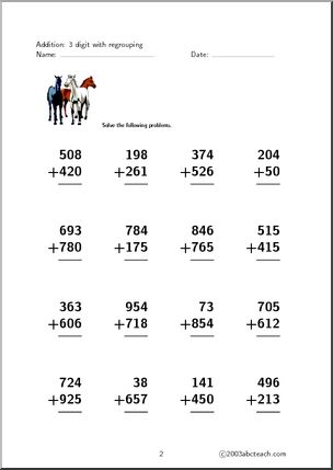 Addition 3 digits (set 3) Worksheet