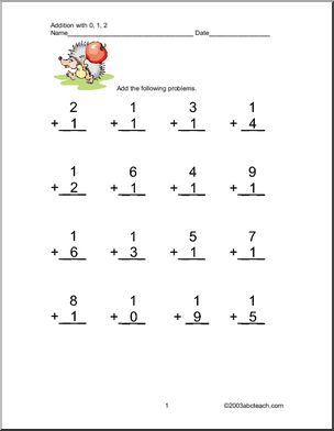 Addition, 1 digit Worksheets