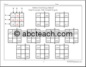 Addition Grids – Missing Addend 2 Worksheet