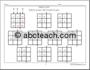 Addition Grids 1 Worksheet