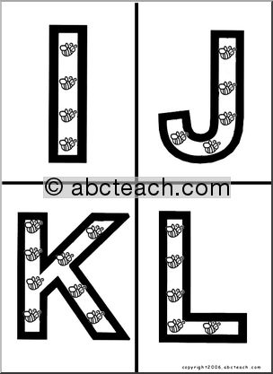 Alphabet Letter Patterns: Bees (b/w)