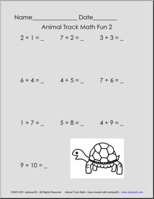 Addition (2-20) Animal Trackers Practice Packet