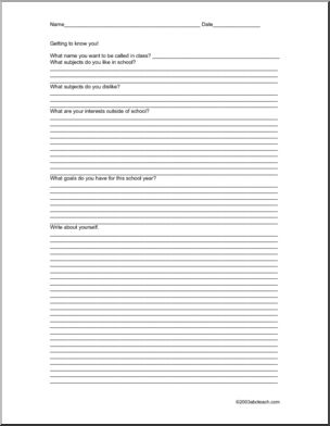 Form: All About Me (upper elem/ middle)