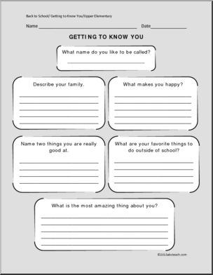 Form: All About Me (upper elem/middle)