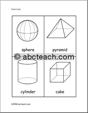 Three-Dimensional Shapes (upper elem/middle) – b/w Flashcards