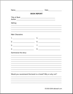 General Fiction Book Report Form