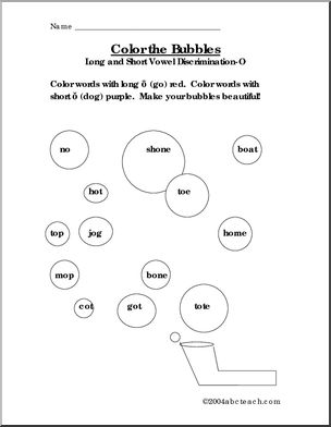 O Vowel Sounds in Bubbles