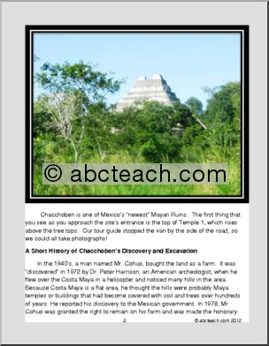 Integrated Theme Unit: Costa Maya Part 2 – Chacchoben Guidebook  (elem/middle)