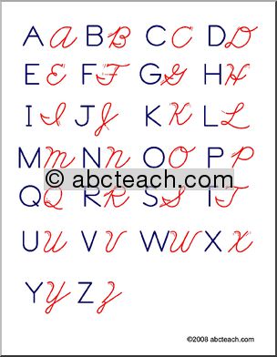 Chart: Uppercase Alphabet (ZB-Style Font) – with arrows