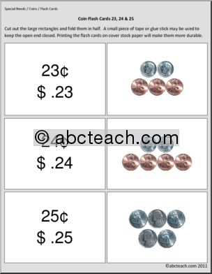 Special Needs: Math: Counting: Coins: Flashcards (elem)