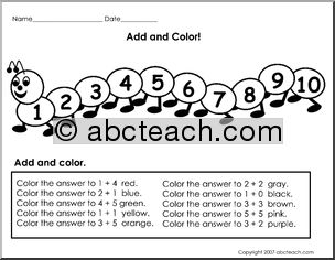 Counting Activity – Addition (pre-K/primary) Math