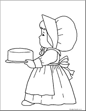 Coloring Page: Thanksgiving- Pilgrim Girl