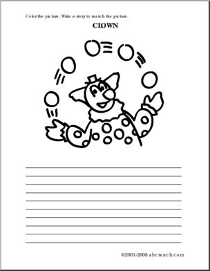 Clown (elem) Color and Write