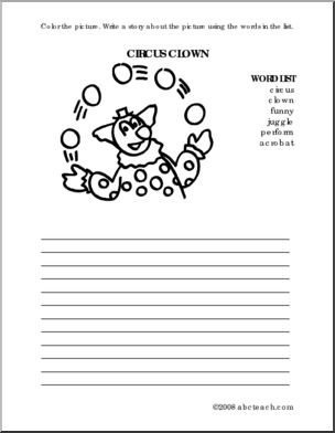 Clown Color and Write Prompt