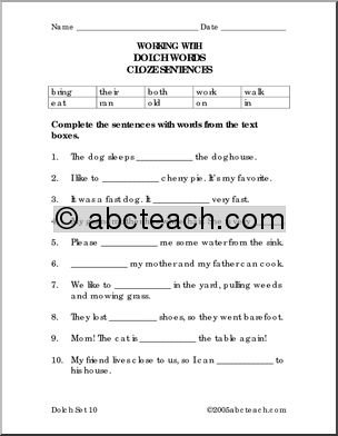 Set 10′ Dolch Reading
