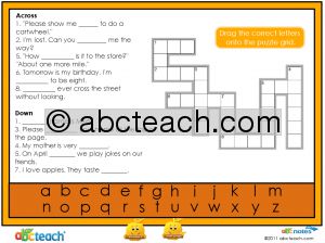 Phonics Dolch Set 3 Crossword’ Interactive Flipchart