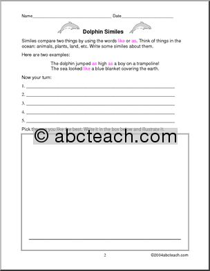 Dolphins (upper elem) Poetry Prompts