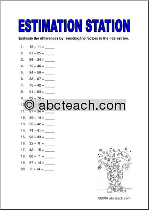 Estimation Station Differences (upper elem) Worksheet