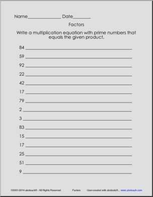 Factors (upper el/middle) Math