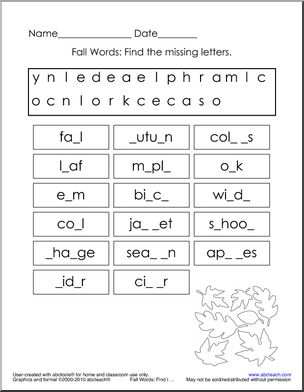 Missing Letters: Fall theme