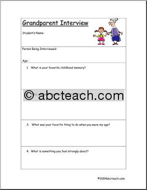 Writing Prompt: Grandparent Interview (elem/upper elem)