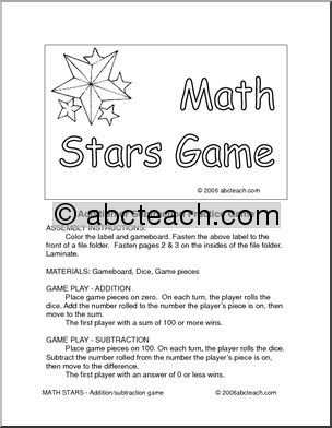 Math Stars Board Game (b/w)