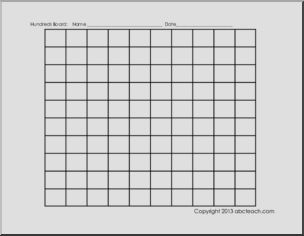 Blank Fill-In (landscape) Hundreds Board