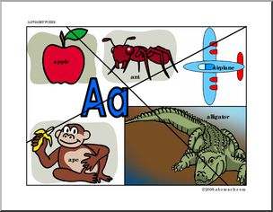Letter Puzzle: Letter A – easy (color)