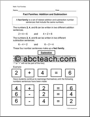 Mini-Unit: Math Fact Families (elementary)
