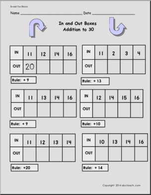 Addition (30-50) In and Out Boxes