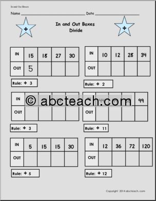 Divide (1-20) In and Out Boxes