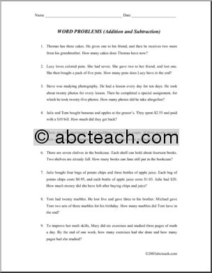 Mixed Practice (upper elem) Word Problems