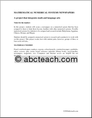 Numerical Systems Newspaper Project