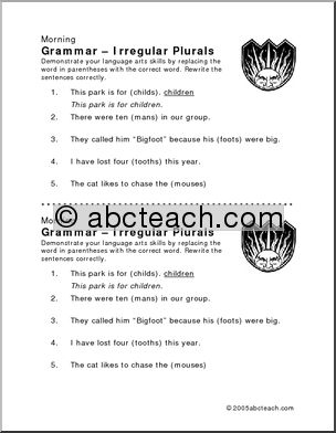 Morning Grammar: Irregular Plurals