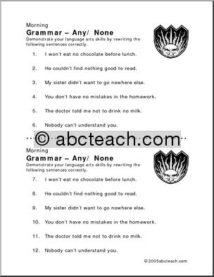 Morning Grammar: Any/ None