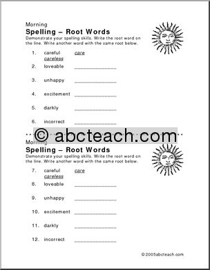 Morning Spelling: Root Words