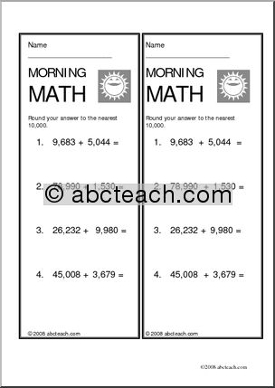 Rounding 4 Morning Math