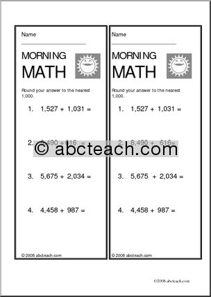 Rounding 3 Morning Math