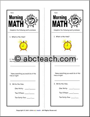 Telling Time 3 Clip Art