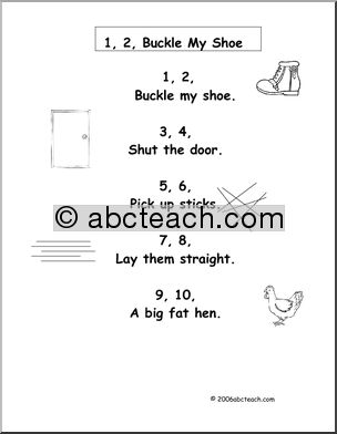 Nursery Rhymes: One, Two, Buckle My Shoe (preschool/ primary)