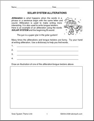 Solar System (upper elem) Poetry Prompts
