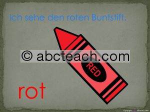 PowerPoint: Reading: “Ich sehe die Buntstifte.” (pre-k/primary)
